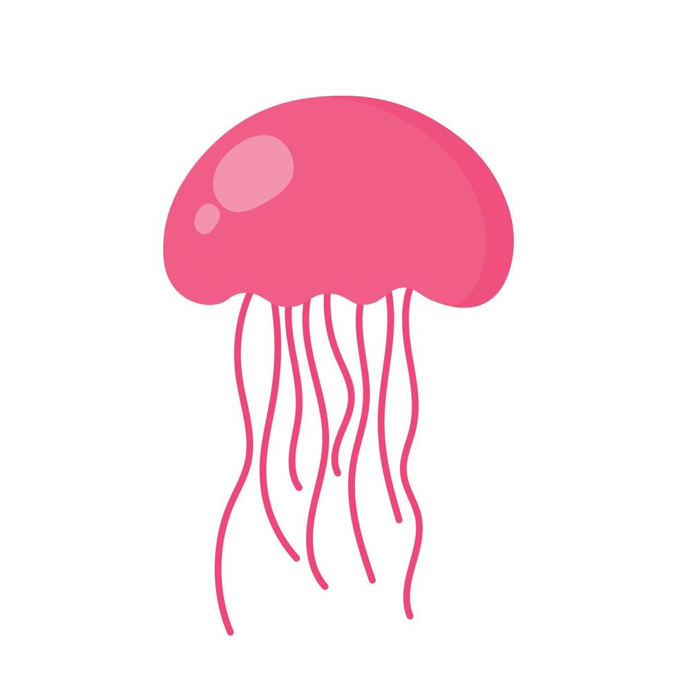 dessin animé mignon de méduses animé en illustration vectorielle d'animaux marins plats vecteur