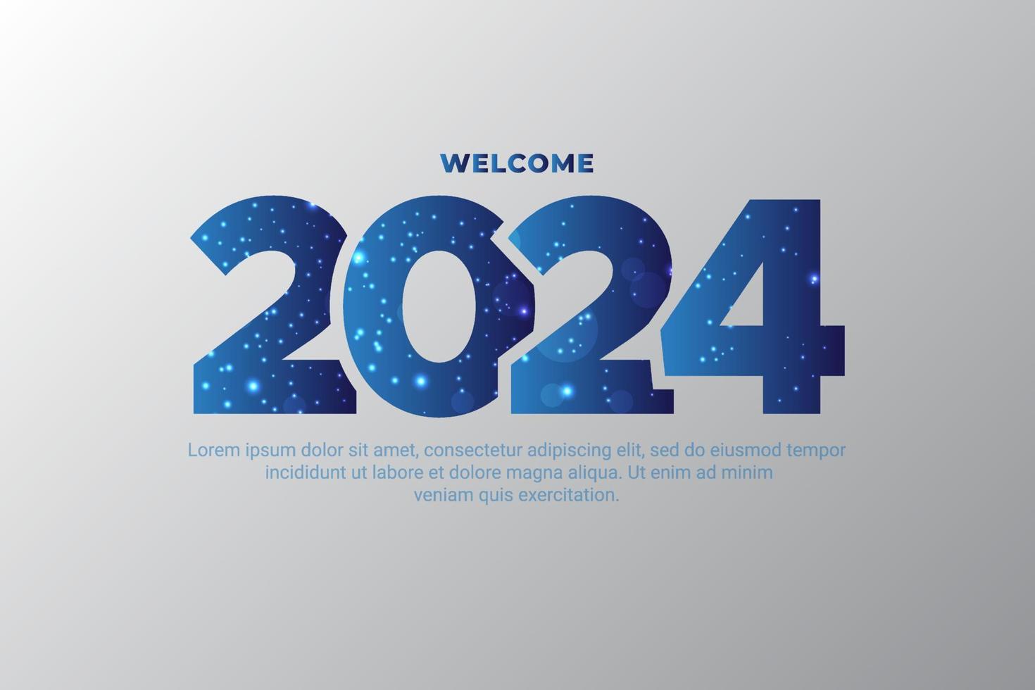 fond de conception dégradé bleu nouvel an 2024 avec effet de lueur étincelante. vecteur