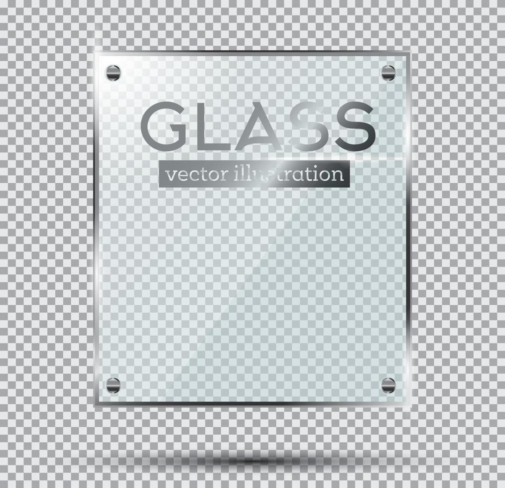 plaque de verre avec rivets en acier isolés sur fond transparent. vecteur
