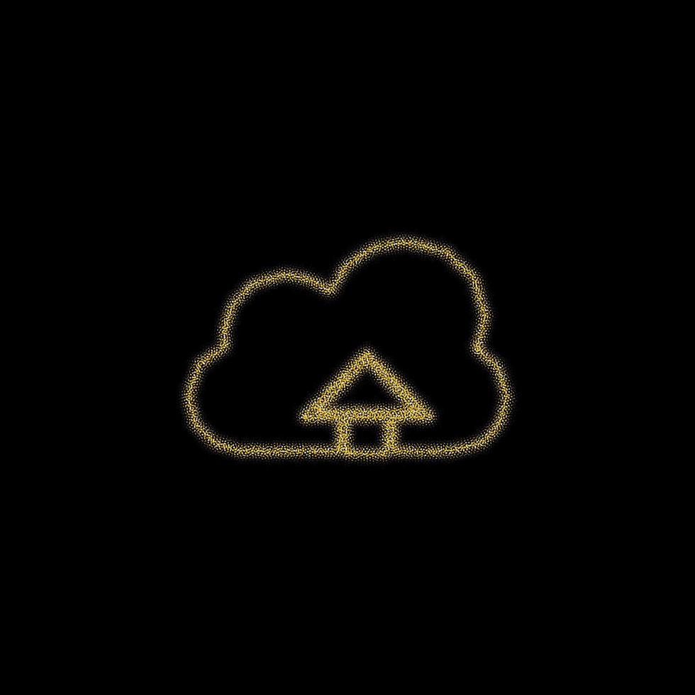 décoration dorée de noël de paillettes d'or brillant scintille sur fond noir. télécharger sur l'icône de vecteur de nuage