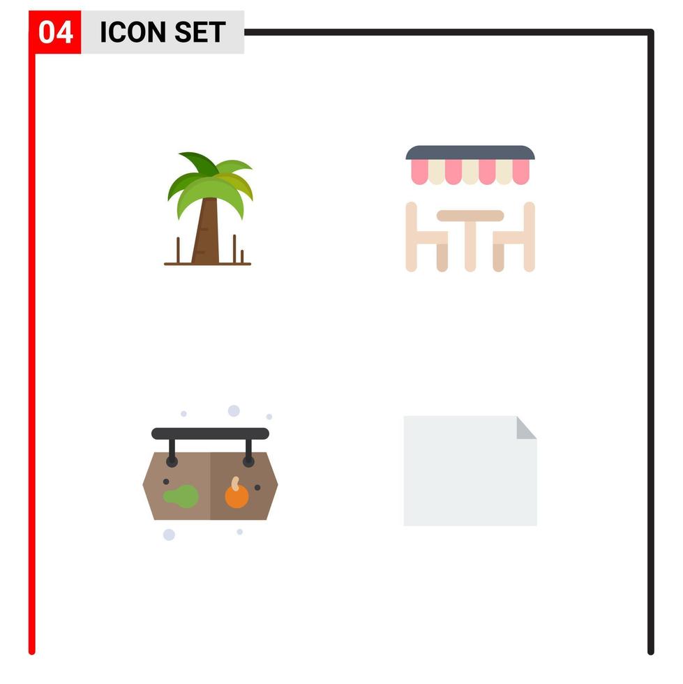 pack d'icônes vectorielles stock de 4 signes et symboles de ligne pour restaurant de légumes de palme printemps document éléments de conception vectoriels modifiables vecteur