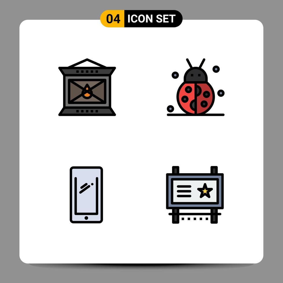 symboles d'icônes universels groupe de 4 couleurs plates modernes de téléphone de feu thanksgiving bug éléments de conception vectoriels modifiables mobiles vecteur