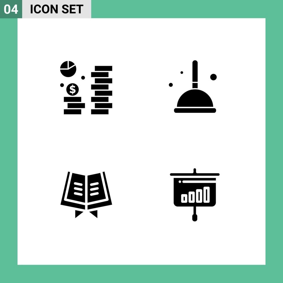 4 icônes créatives signes et symboles modernes de l'économie du livre de pièces nettoyage coran éléments de conception vectoriels modifiables vecteur