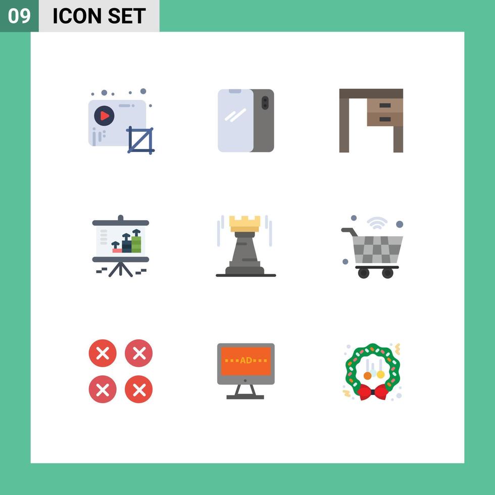 9 signes universels de couleur plate symboles d'analyse du dollar meubles de bureau android éléments de conception vectoriels modifiables vecteur