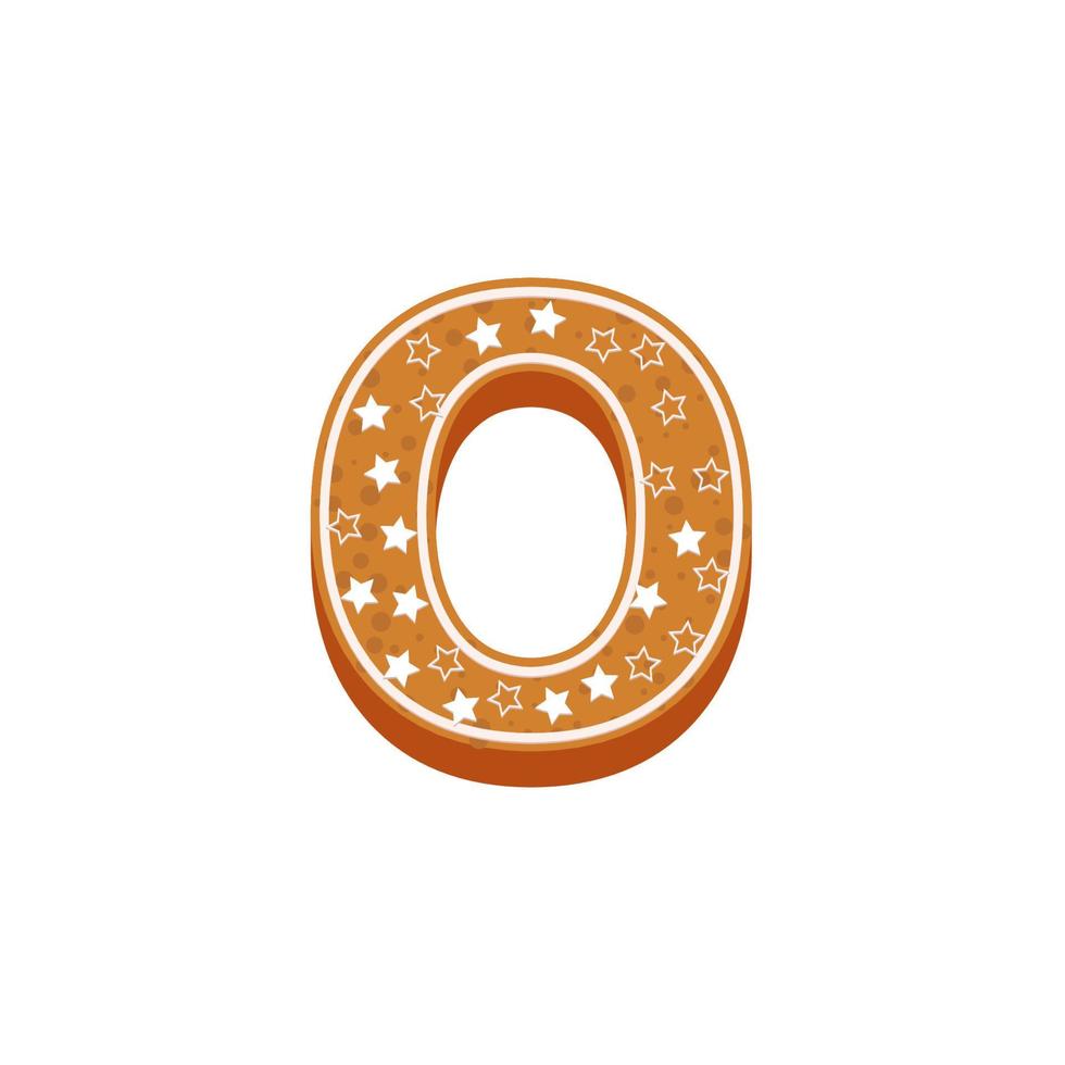 alphabet de noël ou du nouvel an o cookies avec illustration vectorielle de glaçure. lettres texturées isolées sur fond blanc. vecteur