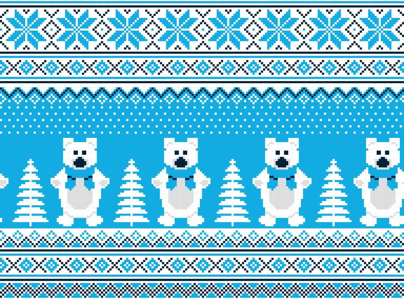 pixel de motif de noël du nouvel an dans l'illustration vectorielle de l'ours vecteur