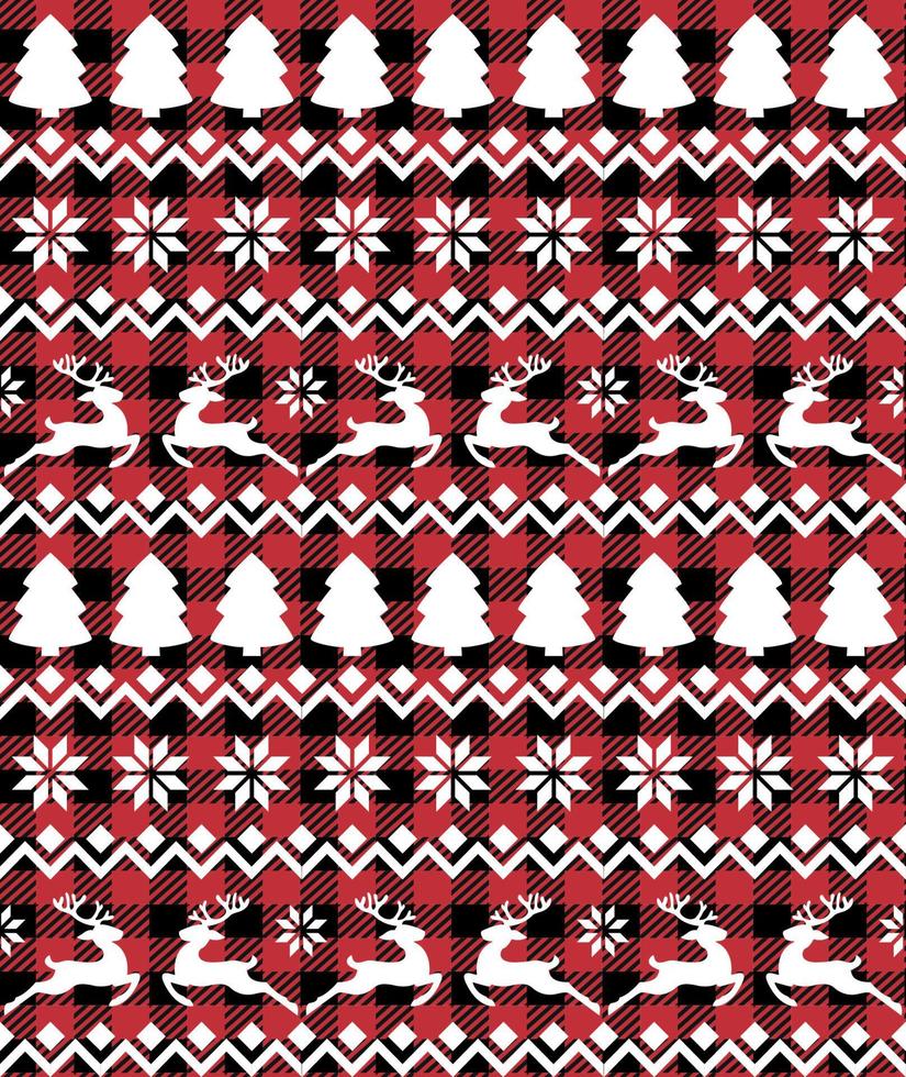 buffalo plaid noël jingle bells sur le fond de la page de musique. modèle sans couture festif. illustration vectorielle. vecteur