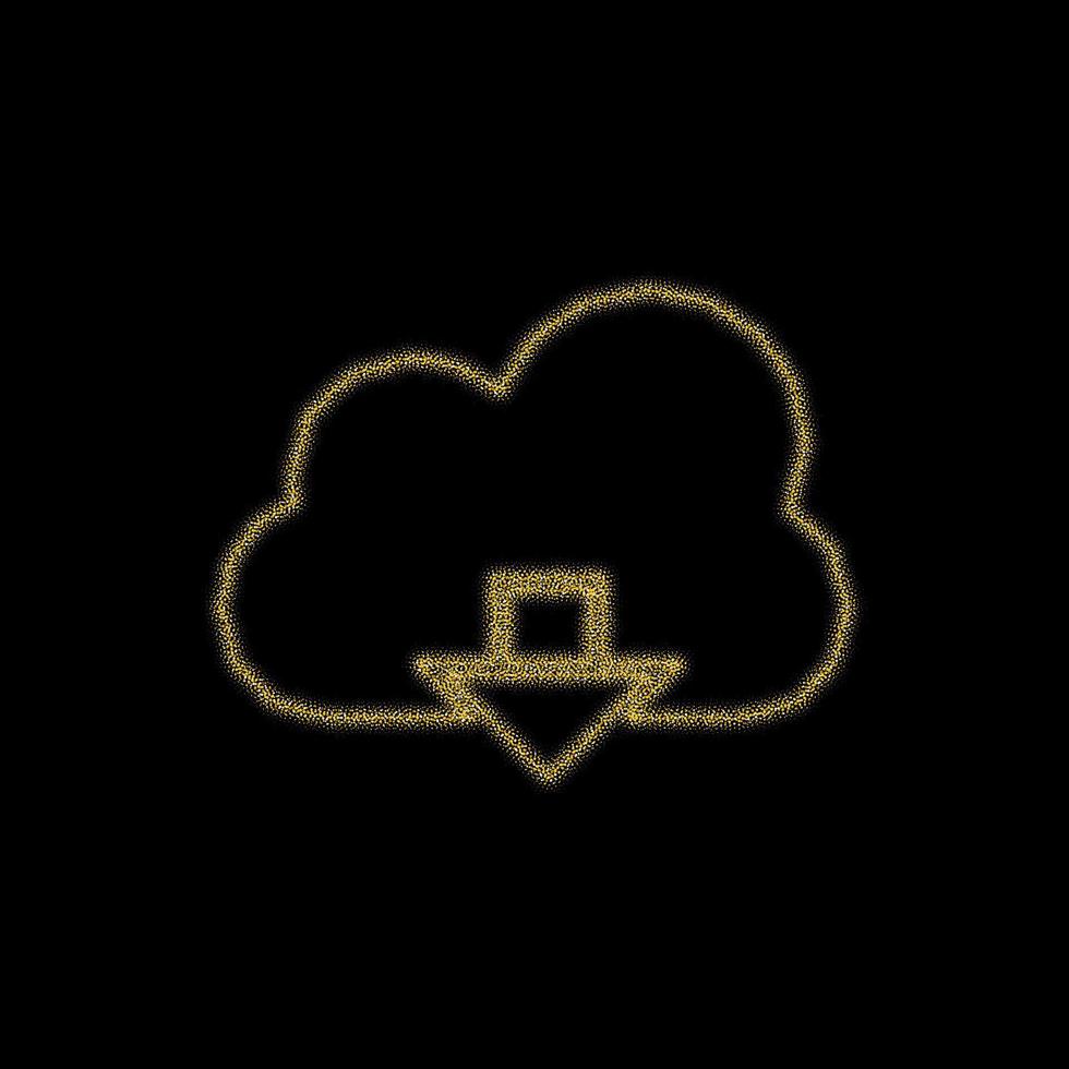 décoration dorée de noël de paillettes d'or brillant scintille sur fond noir. télécharger sur l'icône de vecteur de nuage