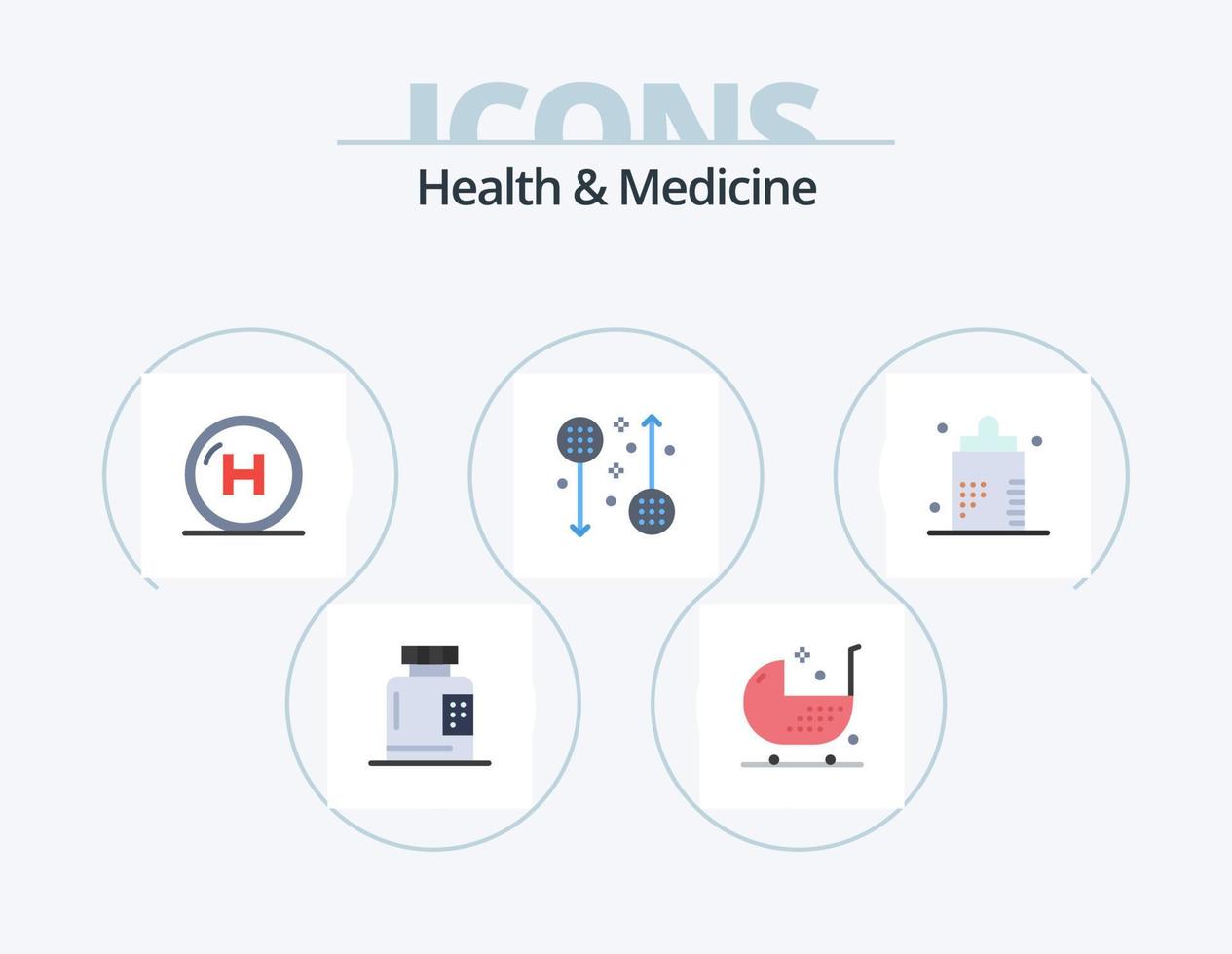 pack d'icônes plat santé et médecine 5 conception d'icônes. aptitude. maladie. aptitude. la ligne. santé vecteur