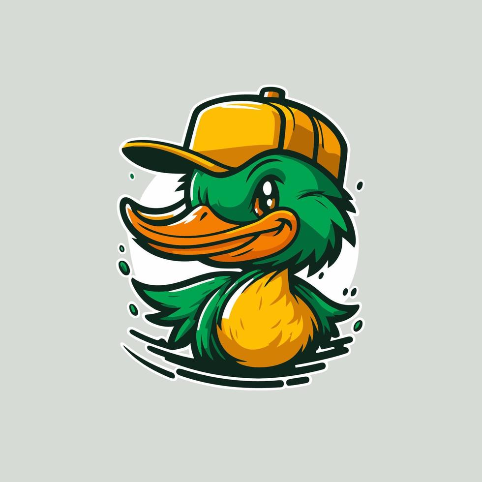 icône de mascotte de logo de personnage de canard ou d'oie cool pour la marque en vecteur de dessin animé