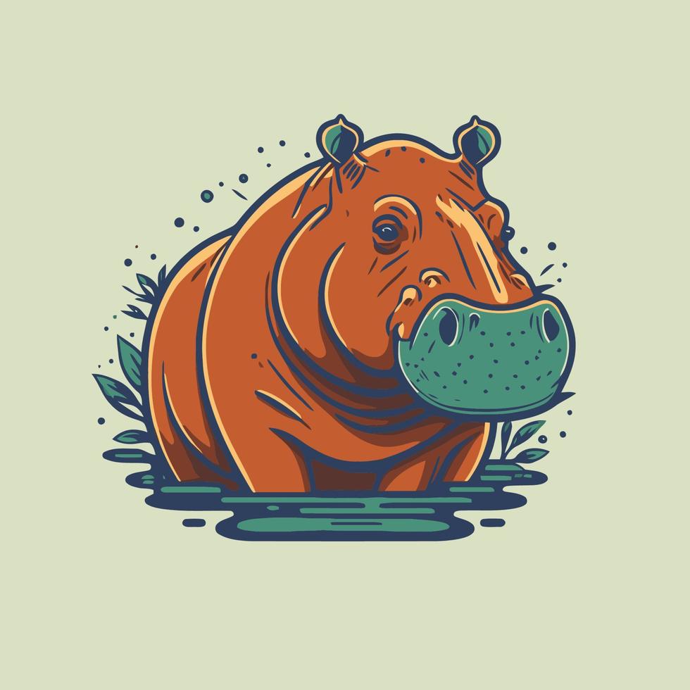 hippopotame personnage logo mascotte animal sauvage hippopotame en dessin vectoriel