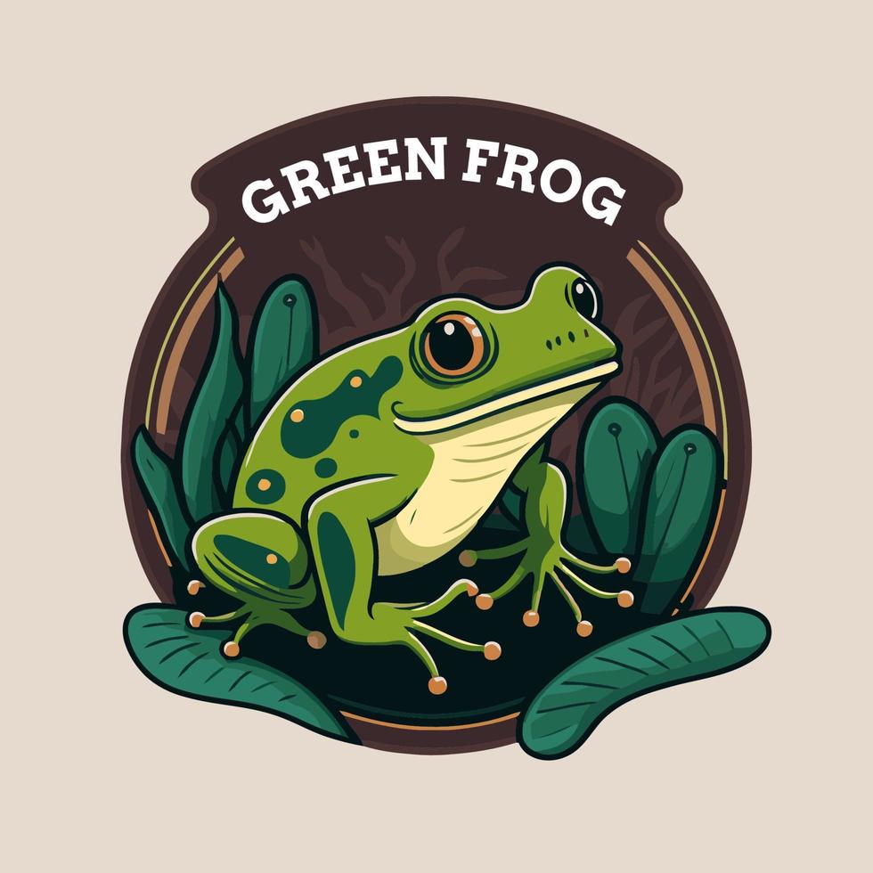 conception de mascotte de logo de personnage de grenouille verte en dessin animé pour la marque d'entreprise vecteur