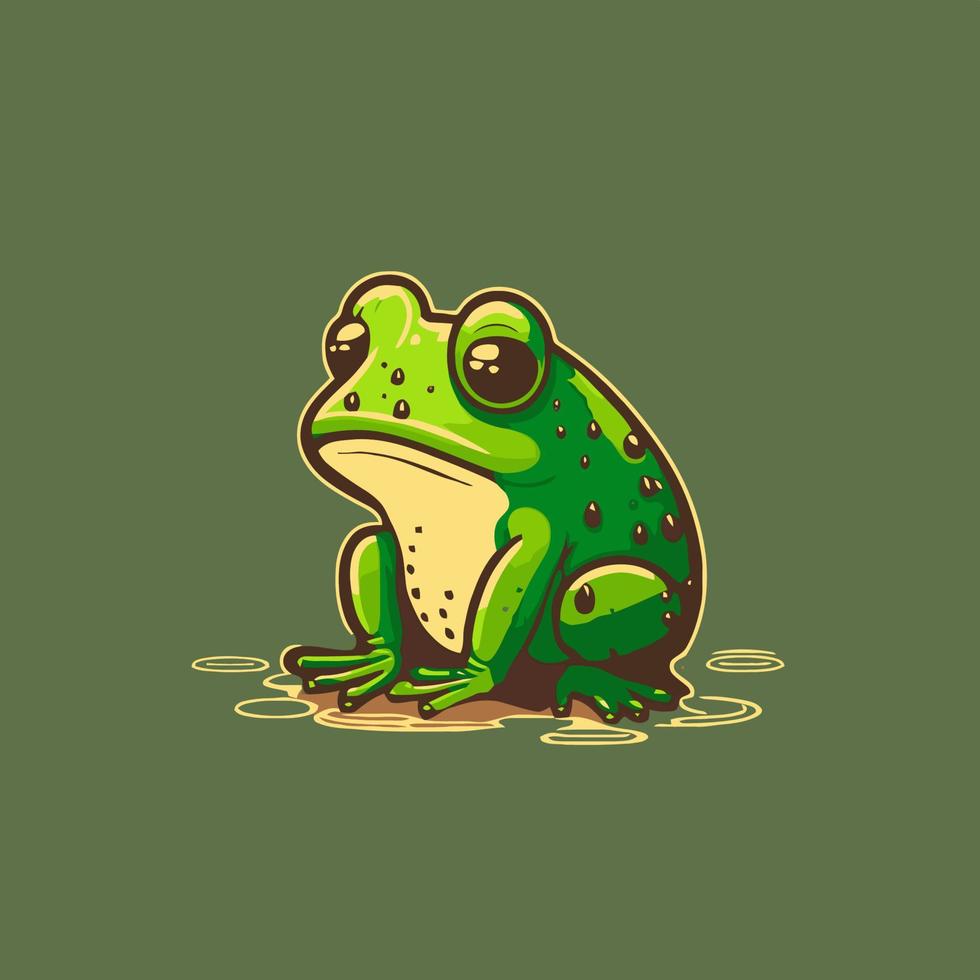conception de mascotte de logo de personnage de grenouille verte en dessin animé pour la marque d'entreprise vecteur