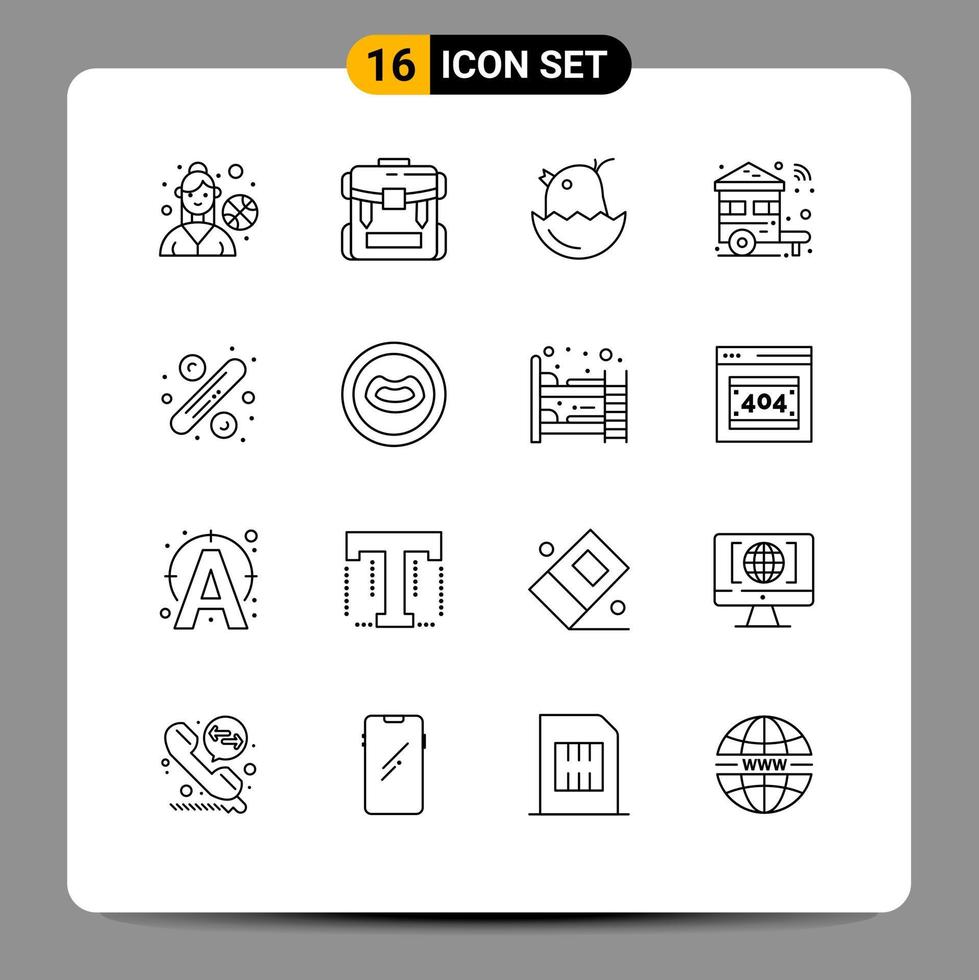 pack d'icônes vectorielles stock de 16 signes et symboles de ligne pour le pourcentage de commutateur de poulet wifi éléments de conception vectoriels modifiables à la maison vecteur