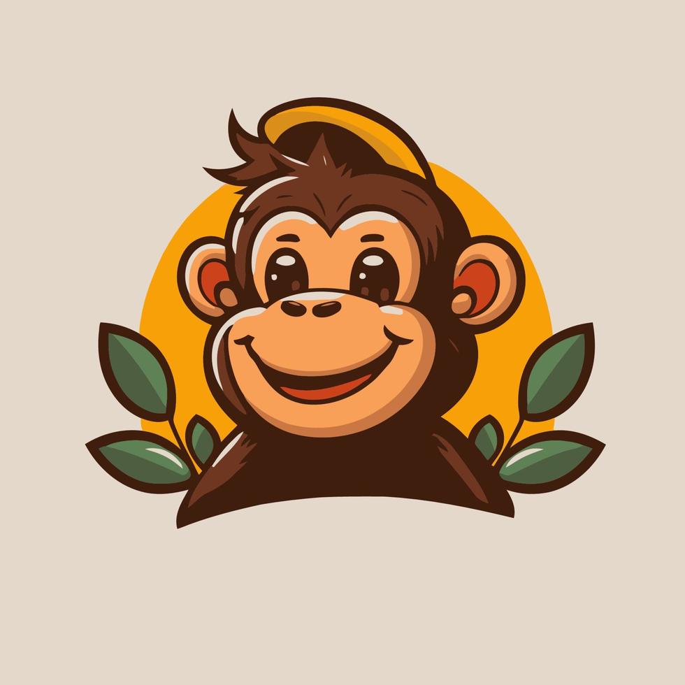 conception de mascotte de logo de personnage de dessin animé de chimpanzé de singe pour la marque d'entreprise vecteur