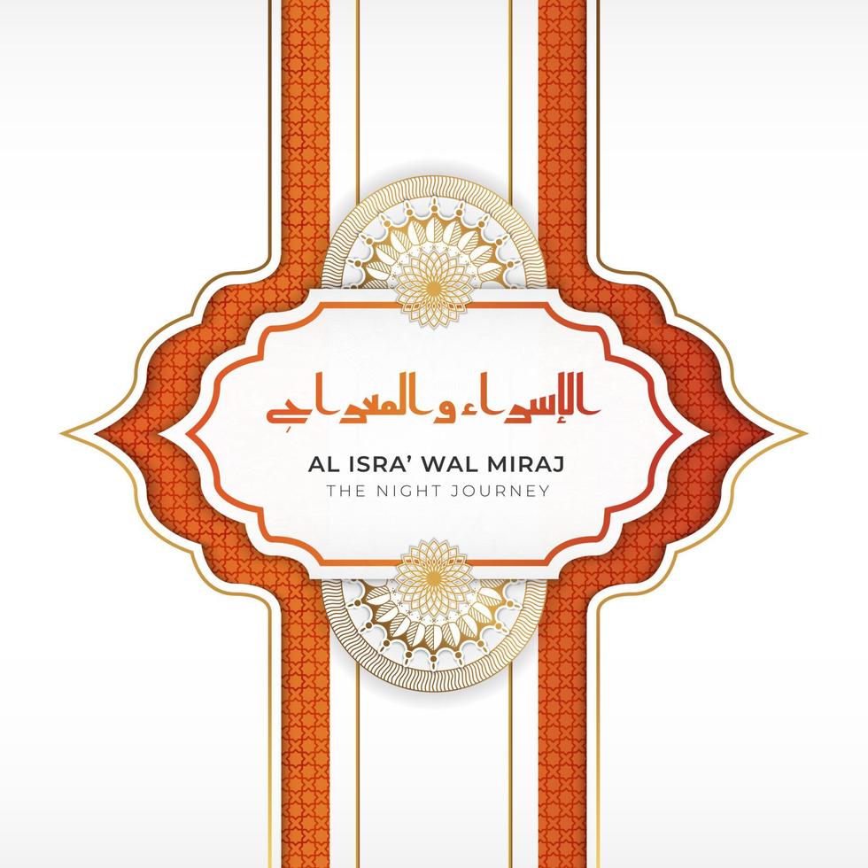 salutation islamique isra miraj de style papier avec texte al isra wal miraj en arabe vecteur