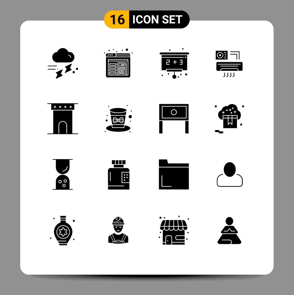 pack d'icônes vectorielles stock de 16 signes et symboles de ligne pour l'arc de colonne retour à la climatisation de la salle d'école éléments de conception vectoriels modifiables vecteur