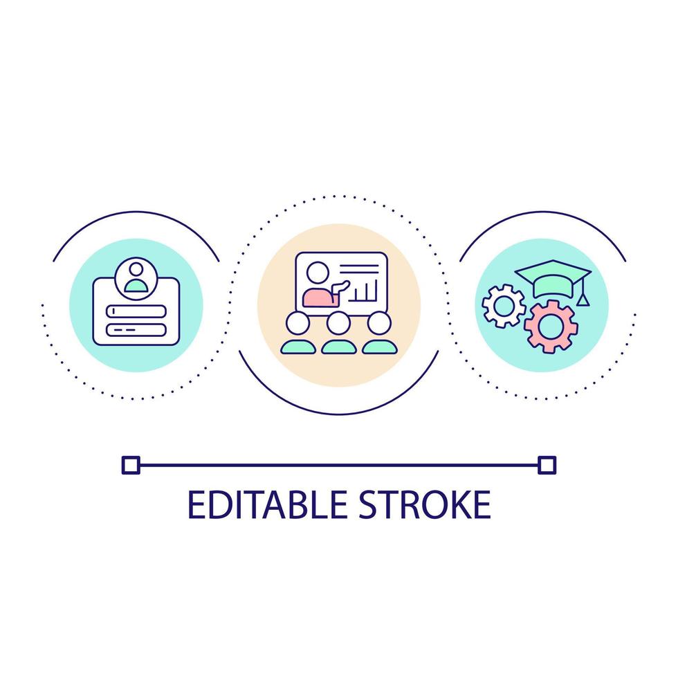 icône de concept de boucle d'accès en ligne exclusif. ressources pédagogiques numériques. améliorer les compétences professionnelles idée abstraite illustration fine ligne. dessin de contour isolé. trait modifiable vecteur