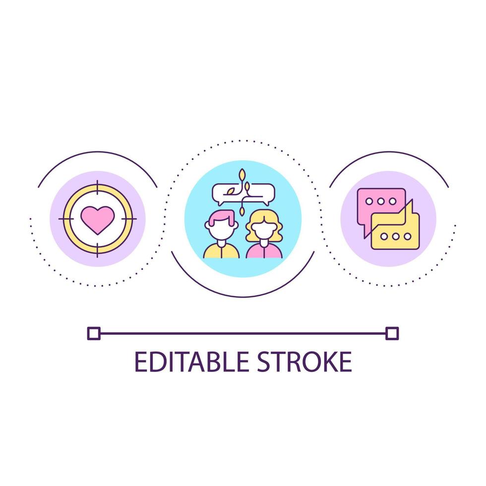 construction d'une icône de concept de boucle de relation chaleureuse. partagent des intérêts communs. créer une connexion forte idée abstraite illustration de ligne mince. dessin de contour isolé. trait modifiable vecteur