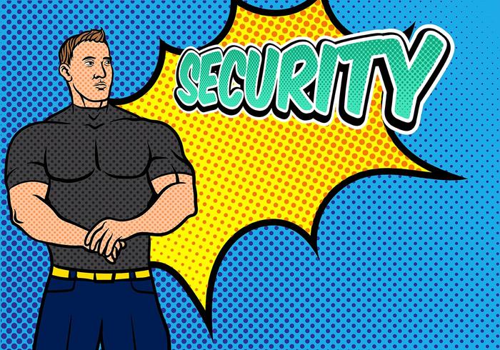 bouncer security pop art background vecteur