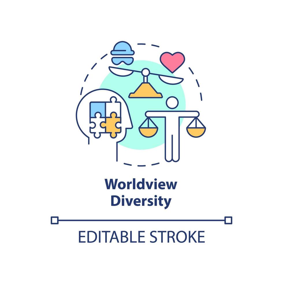 icône de concept de diversité de vision du monde vecteur