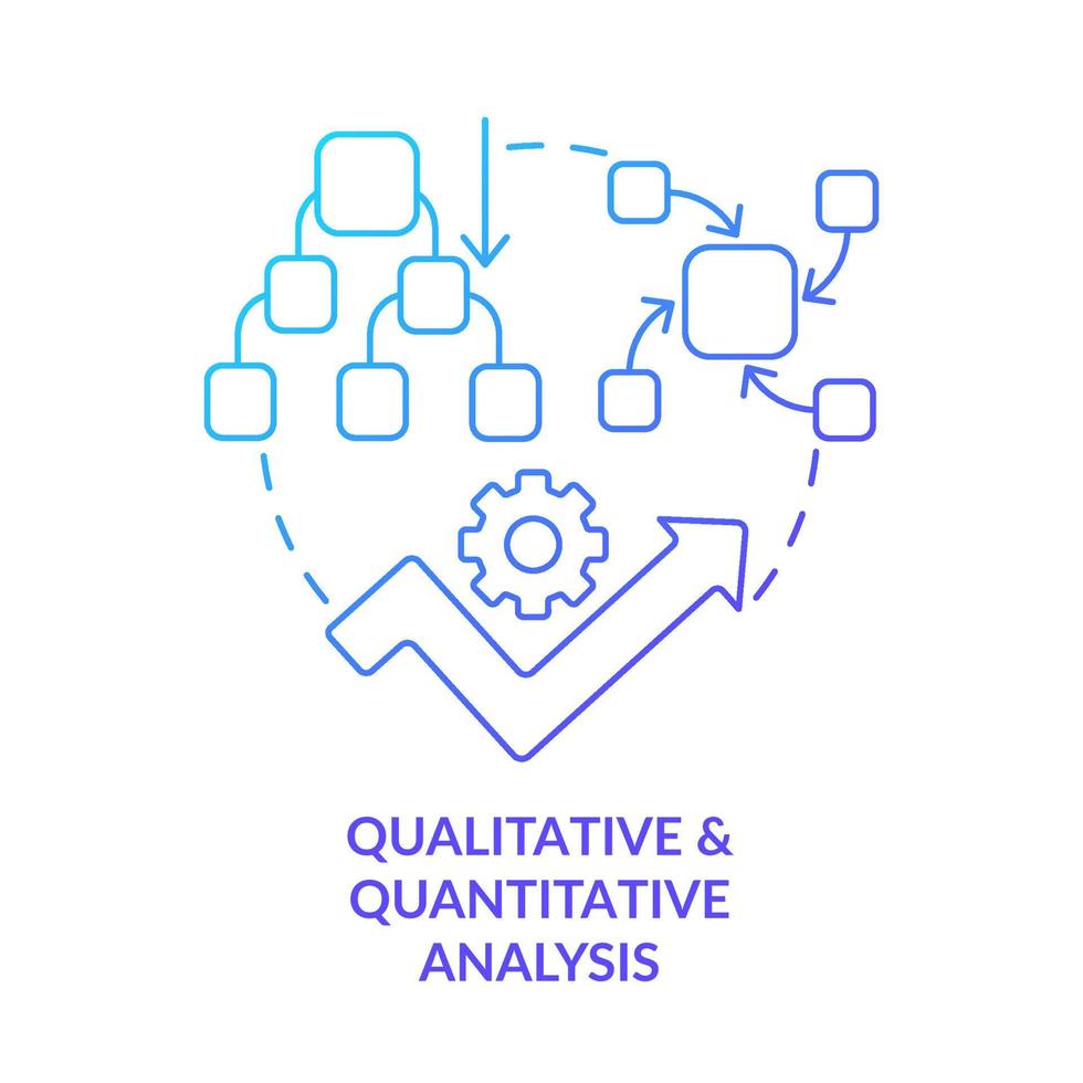 analyse qualitative et quantitative icône de concept dégradé bleu vecteur