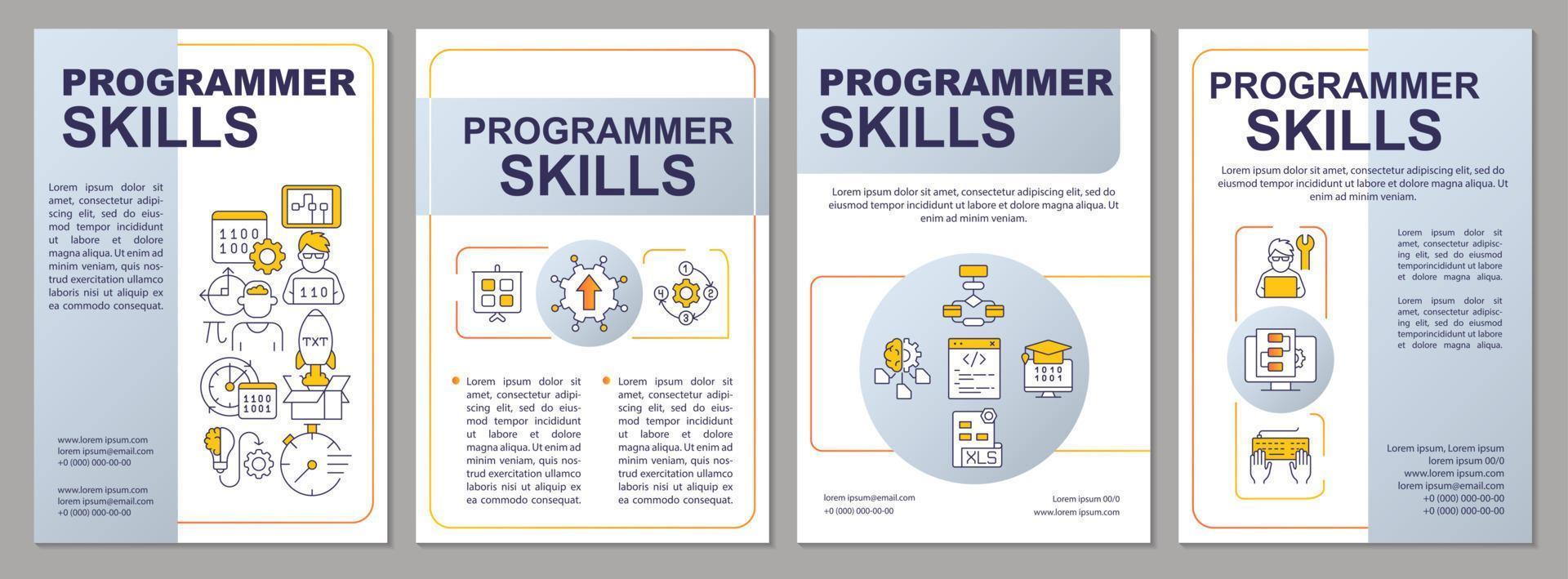 modèle de brochure grise sur les compétences du programmeur vecteur