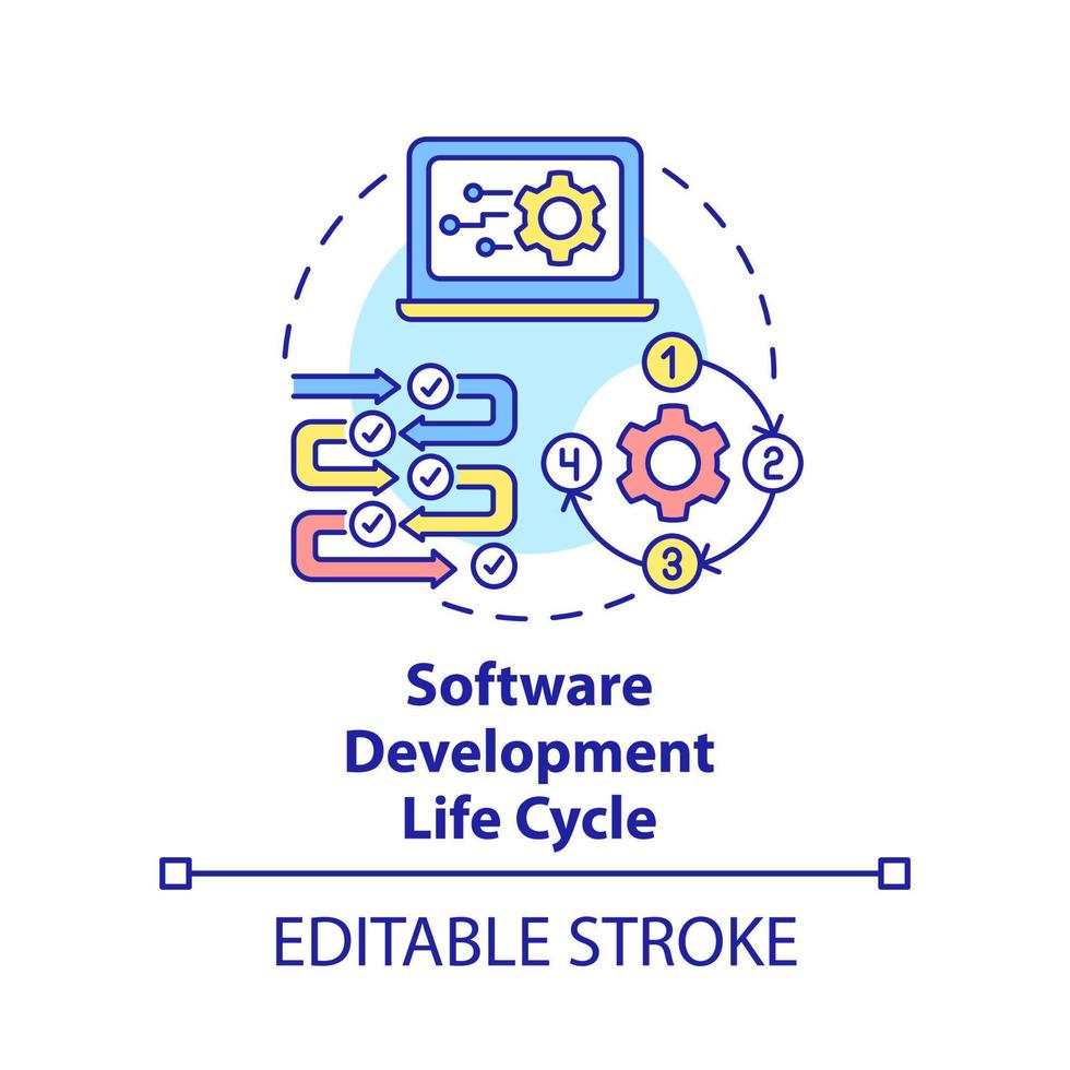 icône de concept de cycle de vie de développement logiciel vecteur