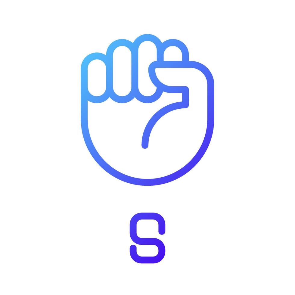 lettre s en langue des signes américaine pixel gradient parfait icône vectorielle linéaire vecteur