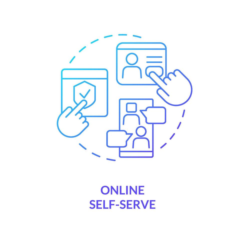icône de concept de dégradé bleu en libre service en ligne vecteur