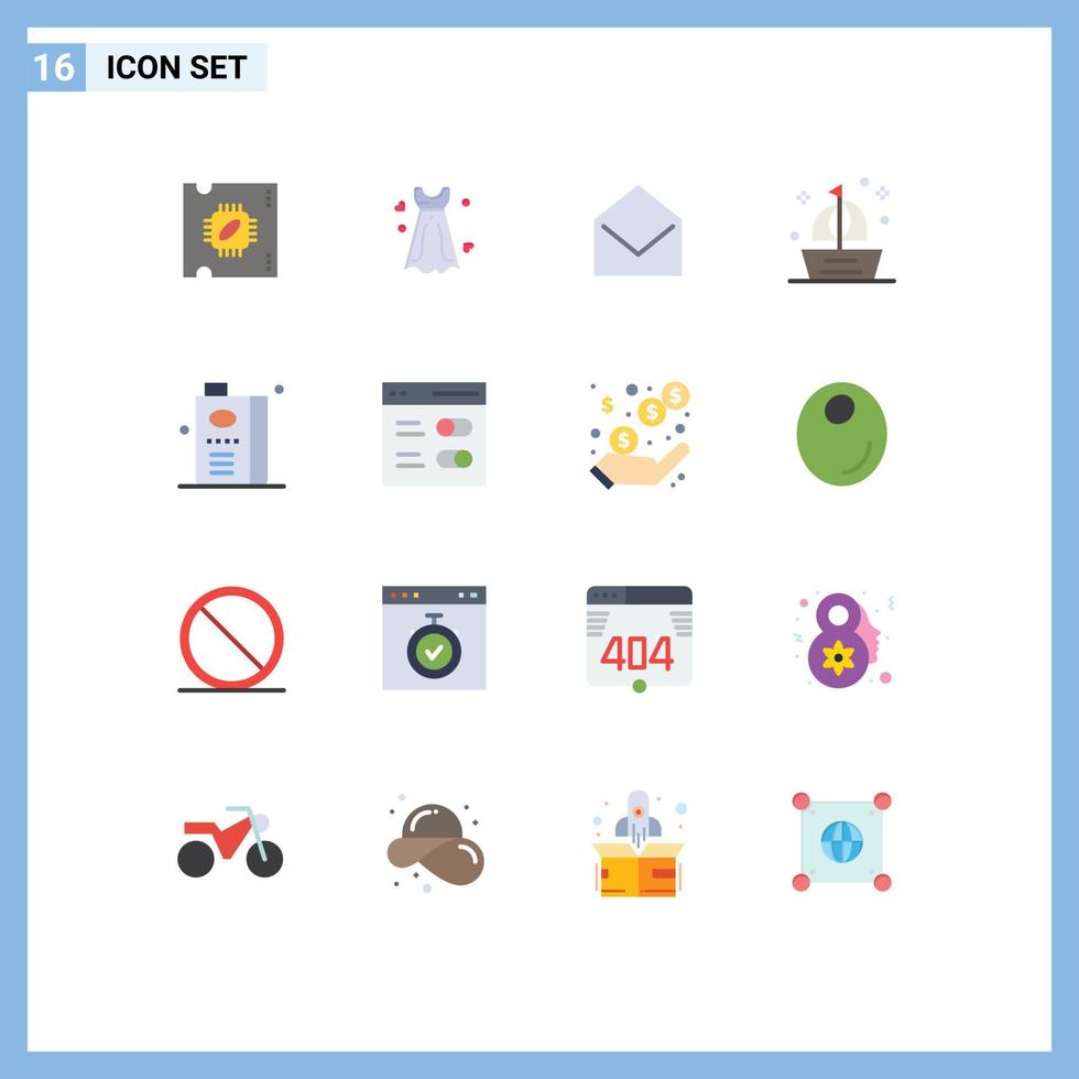 ensemble de 16 symboles d'icônes d'interface utilisateur modernes signes pour et bateau à voile d'entreprise pack modifiable d'éléments de conception de vecteur créatif