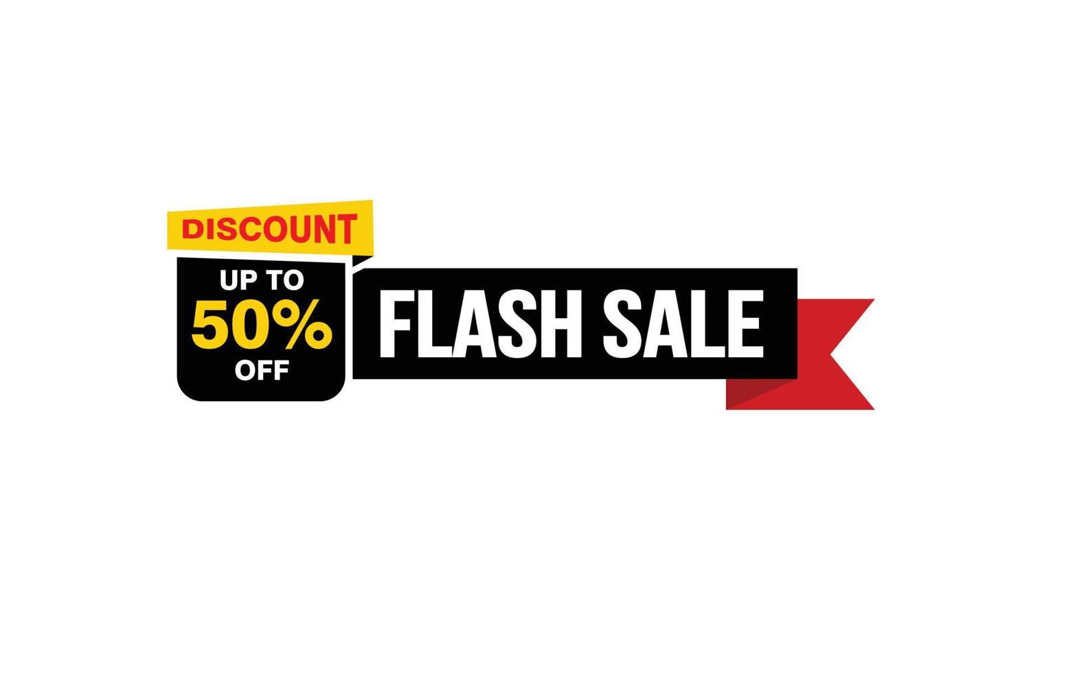 Offre de vente flash de 50 %, dédouanement, mise en page de bannière de promotion avec style d'autocollant. vecteur