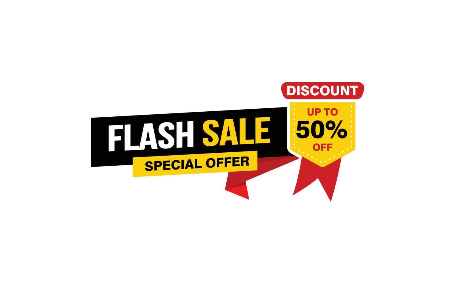 Offre de vente flash de 50 %, dédouanement, mise en page de bannière de promotion avec style d'autocollant. vecteur