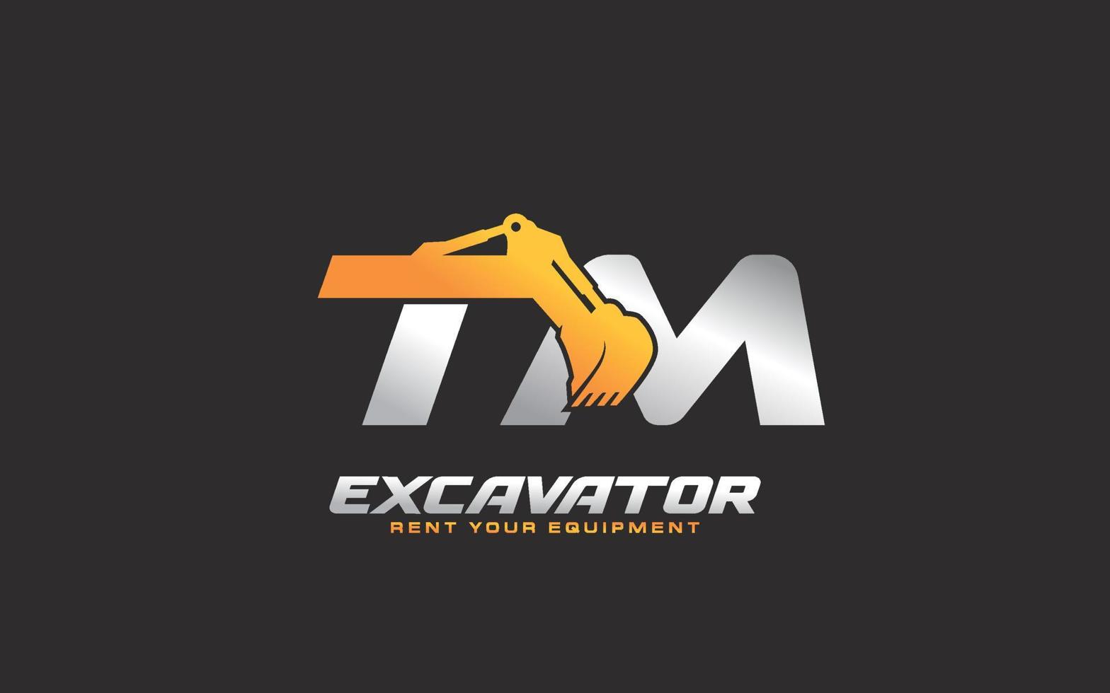 excavatrice logo tm pour entreprise de construction. illustration vectorielle de modèle d'équipement lourd pour votre marque. vecteur