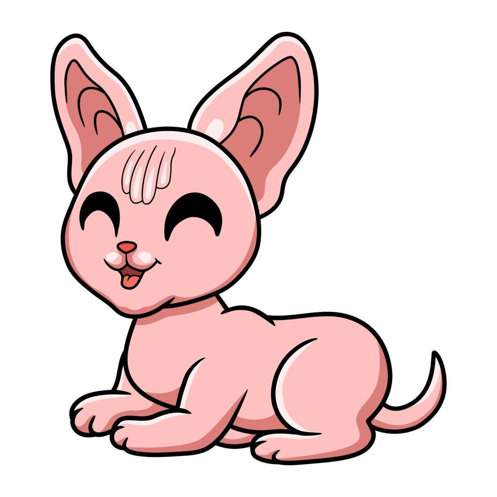dessin animé mignon chat sphynx couché vecteur