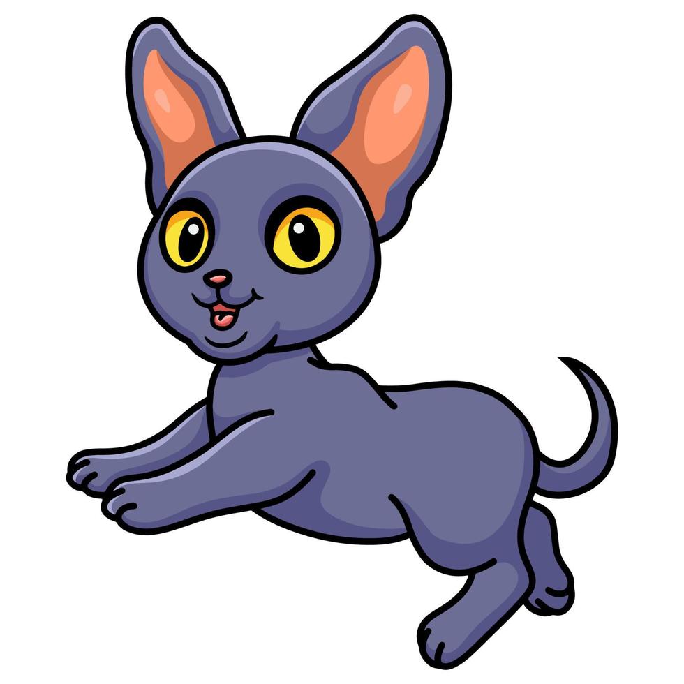 mignon, peterbald, chat, dessin animé, sauter vecteur