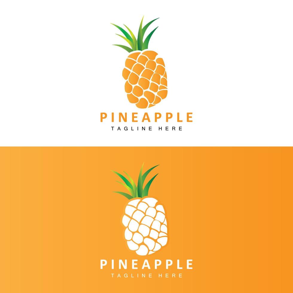 création de logo d'ananas, vecteur de fruits frais, illustration de plantation, étiquette de marque de produits de fruits