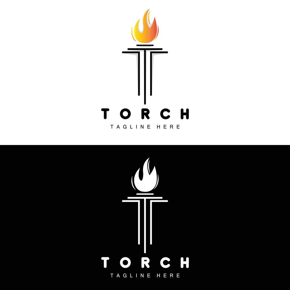 logo de la torche, conception du feu, logo de la lettre, icône de la marque du produit vecteur