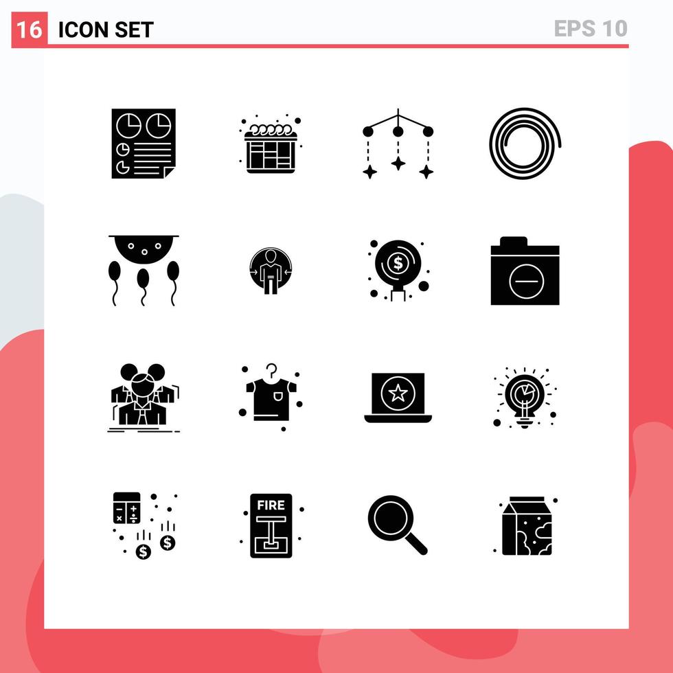 ensemble de 16 symboles d'icônes d'interface utilisateur modernes signes pour la chimie des processus bébé biologie éléments de conception vectoriels modifiables en spirale vecteur