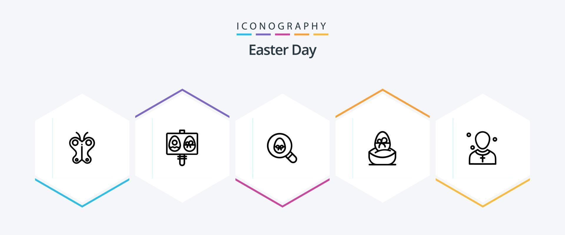 pack d'icônes de 25 lignes de pâques, y compris chrétien. Oeuf. rechercher. Pâques. cadeau vecteur