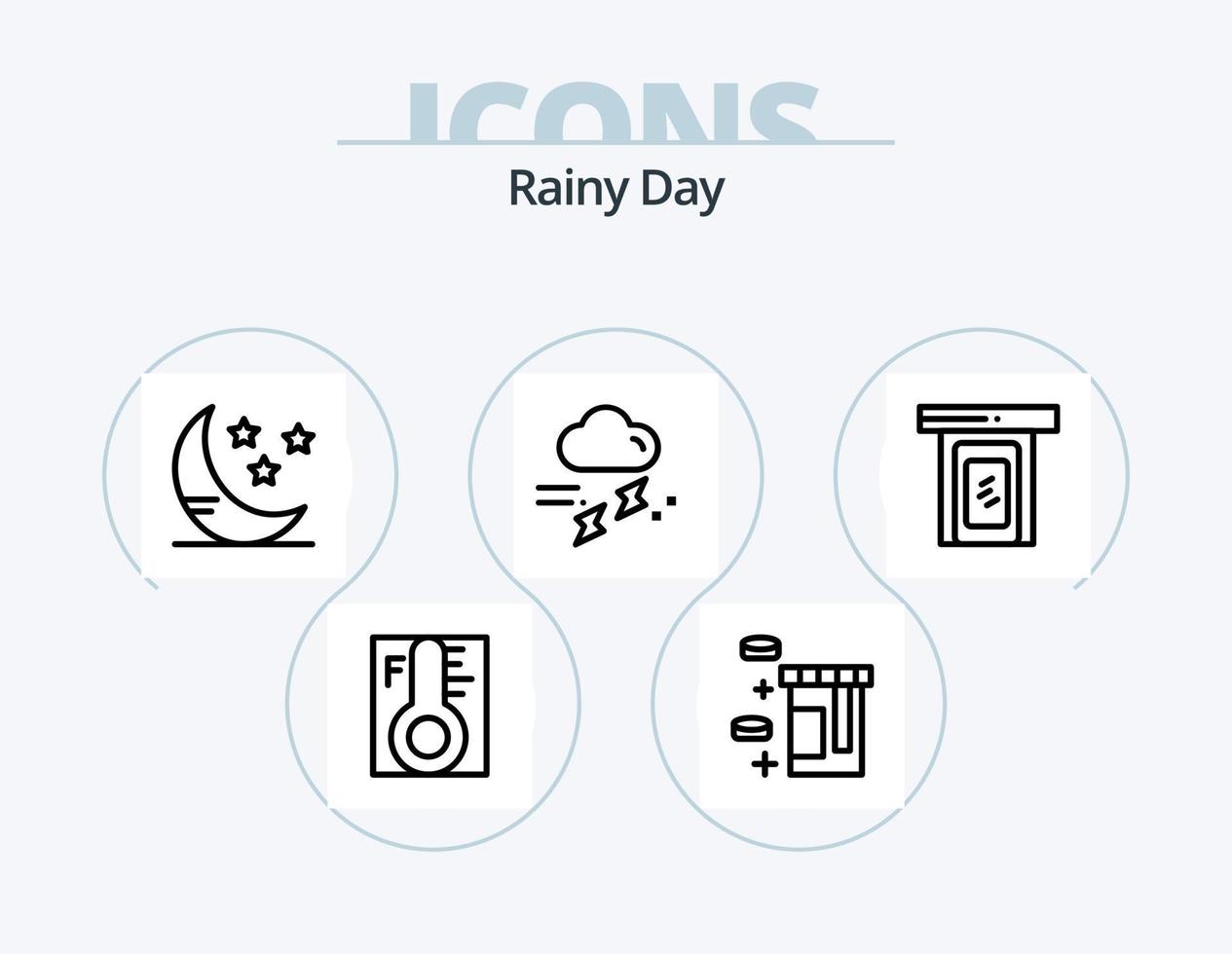pack d'icônes de ligne pluvieuse 5 conception d'icônes. . nuage. Température vecteur