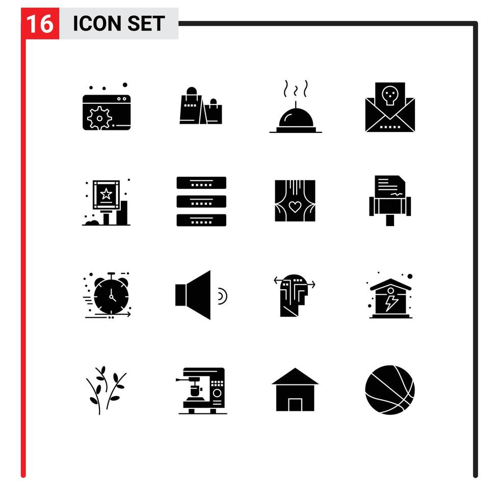 pack d'interface utilisateur de 16 glyphes solides de base d'éléments de conception vectoriels modifiables de publicité de panneau d'affichage vecteur