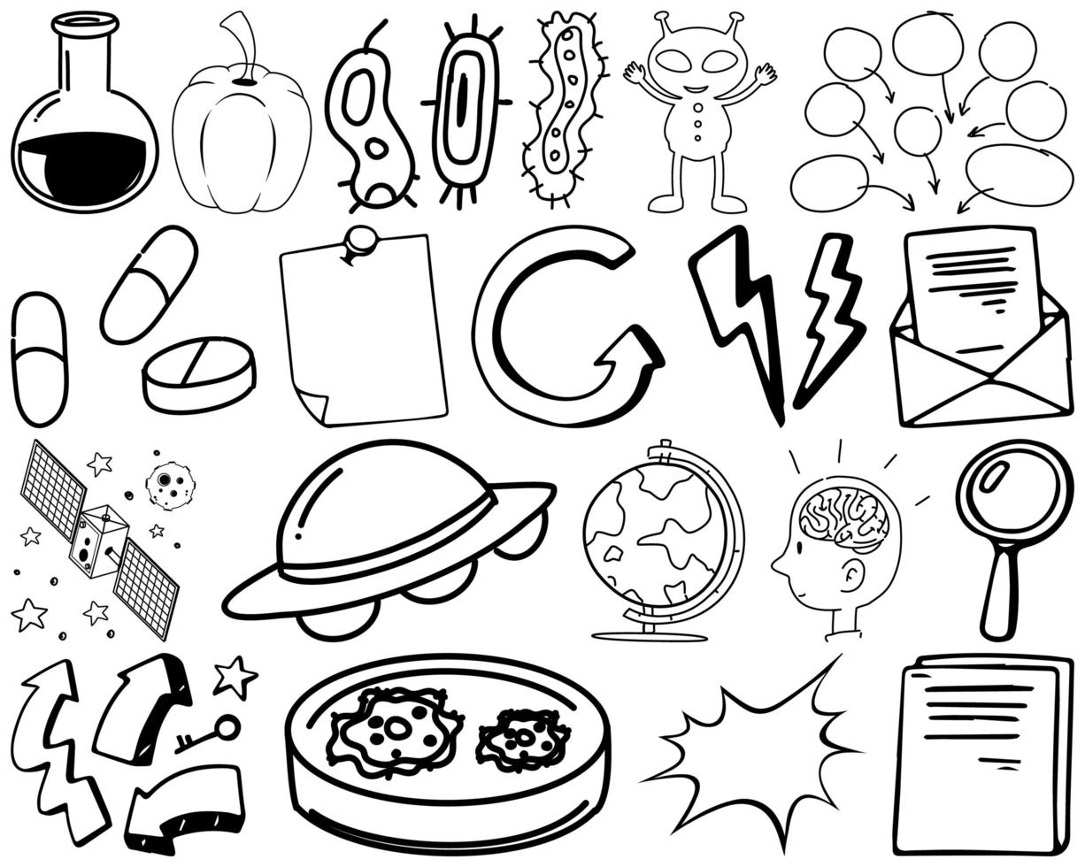 ensemble d'éléments et de symboles doodle dessinés à la main vecteur