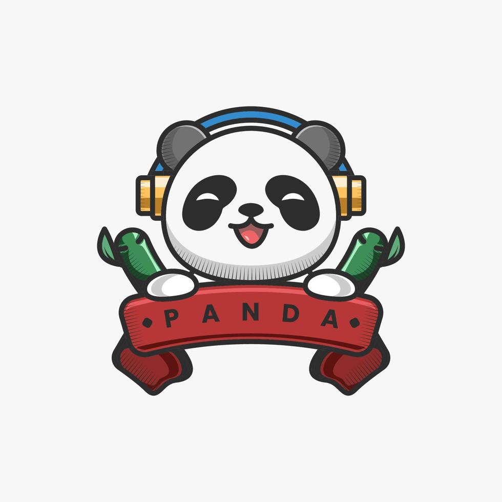 illustration graphique vectoriel du logo panda portant un casque