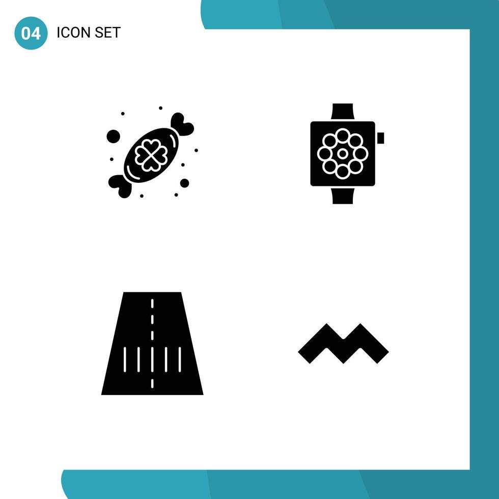 4 icônes créatives signes et symboles modernes du festival de la route des bonbons éléments de conception vectoriels modifiables smart mysterium vecteur