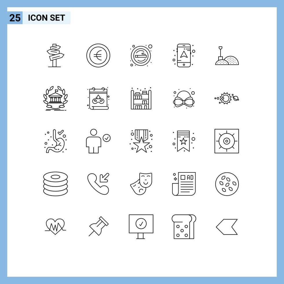 groupe de 25 lignes modernes définies pour les outils de construction place carte de navigation éléments de conception vectoriels modifiables vecteur