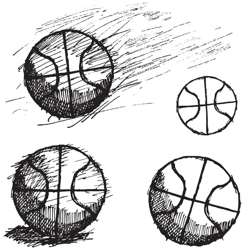 jeu de croquis de ballon de basket isolé vecteur