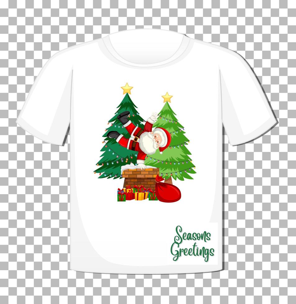 personnage de dessin animé de père noël sur t-shirt isolé sur fond transparent vecteur