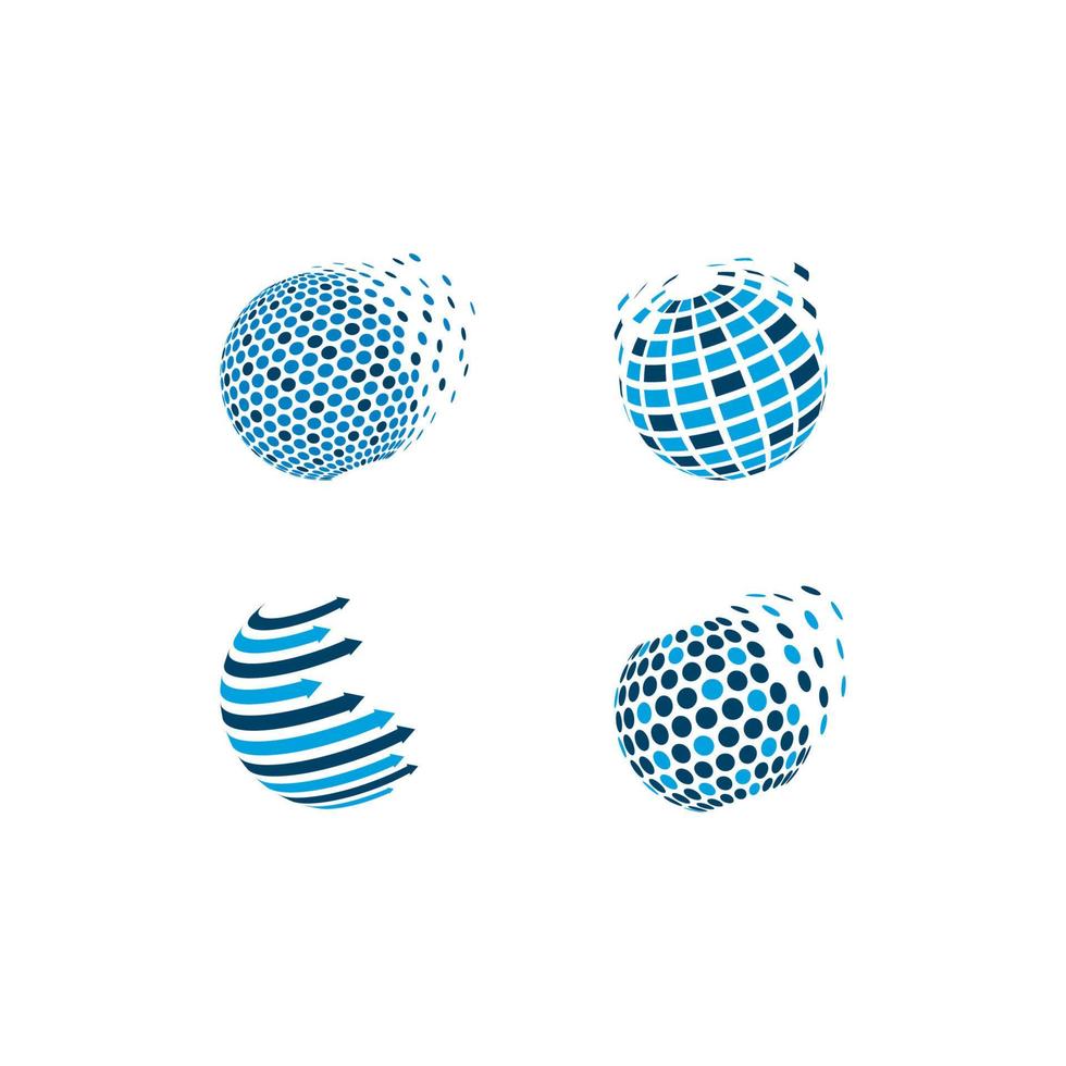 icône de vecteur de logo de monde de fil