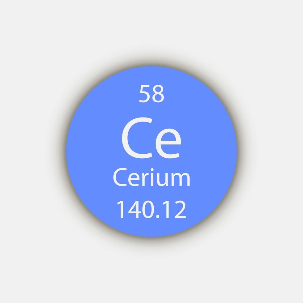 symbole du cérium. élément chimique du tableau périodique. illustration vectorielle. vecteur